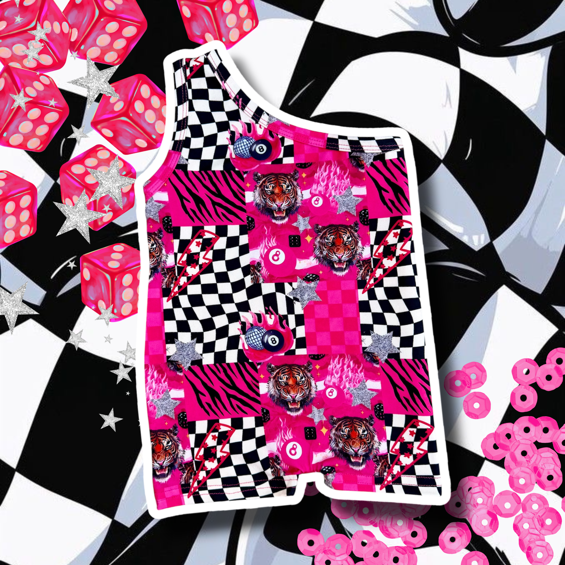 Checkered Tiger Romper