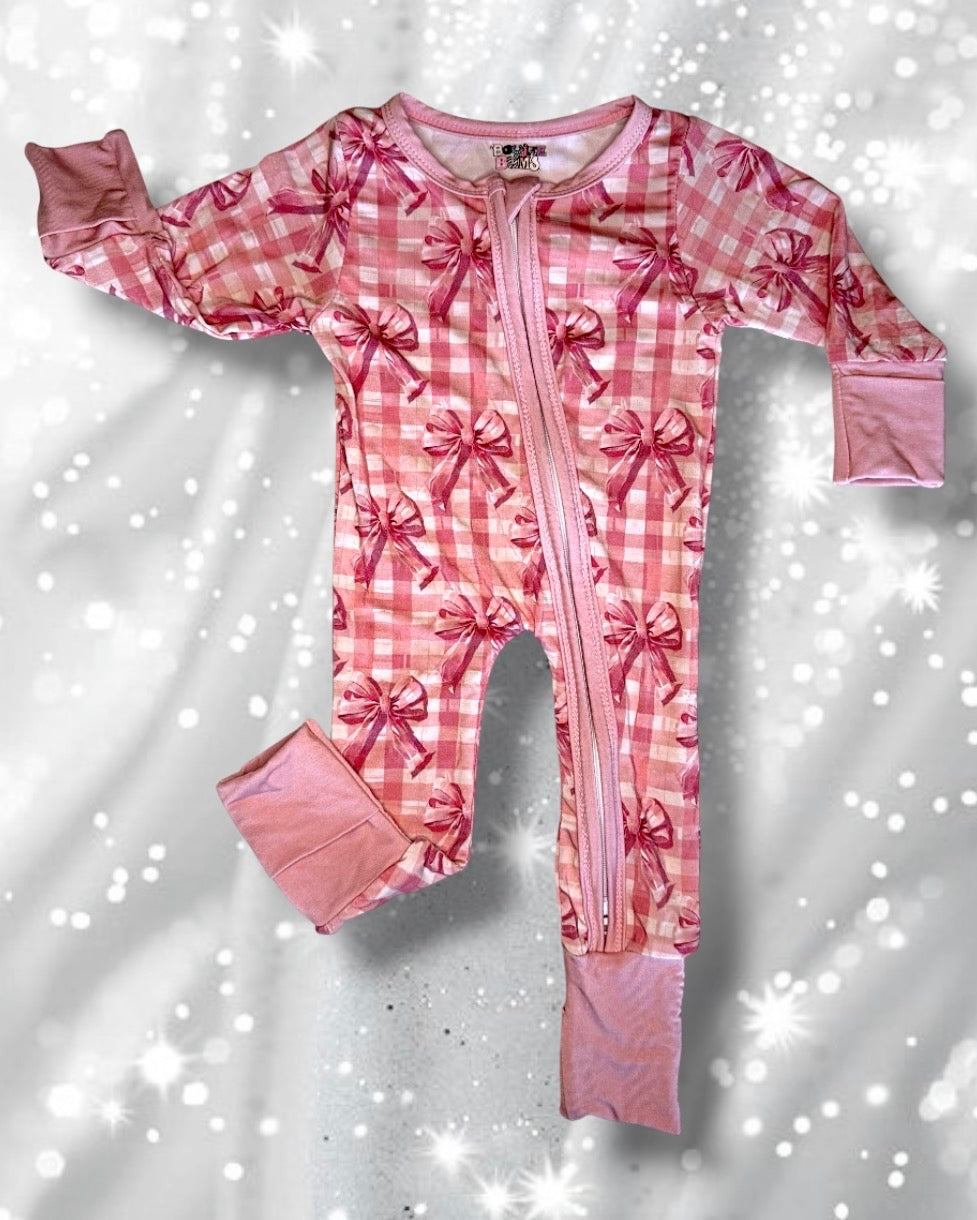 Gingham Bow Bamboo Sleeper